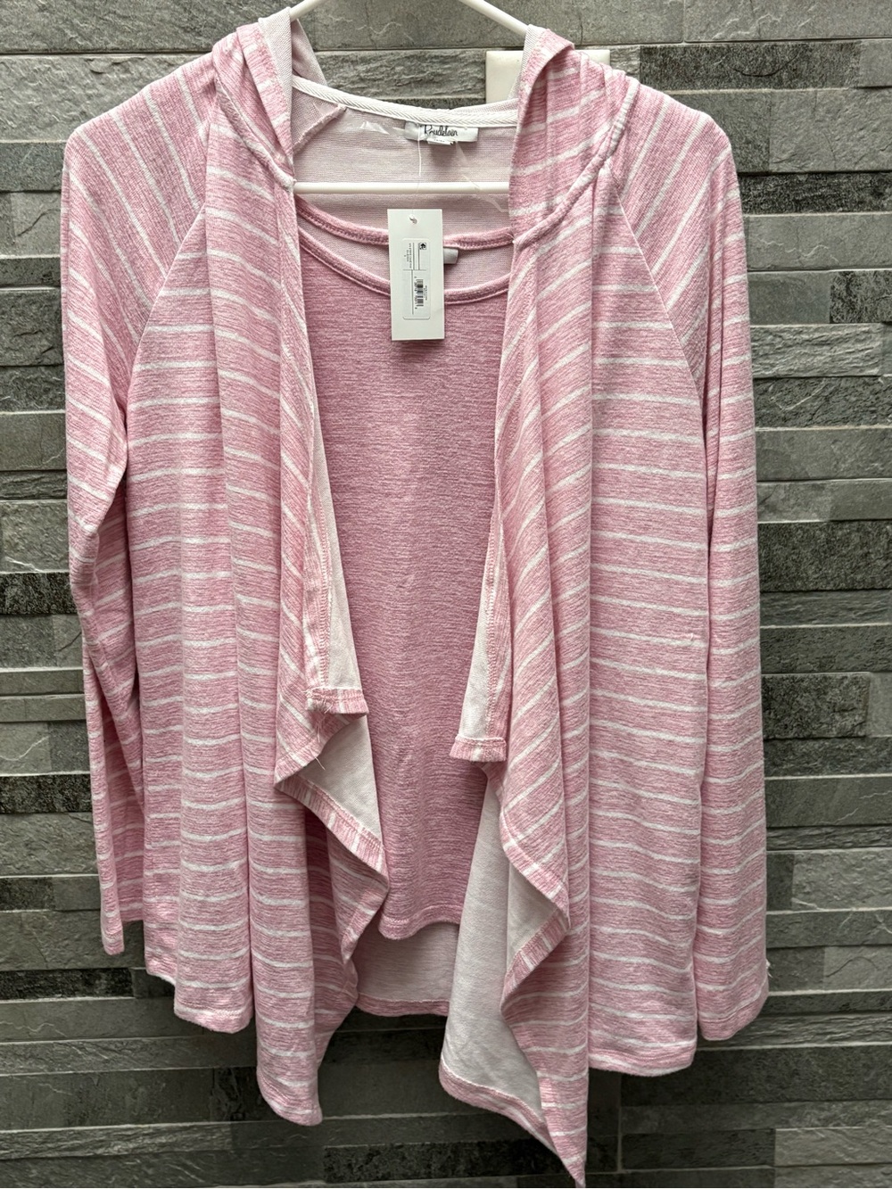 Pink Striped Hooded top and tank set